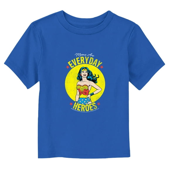 Toddler's Wonder Woman Retro Moms Are Everyday Heroes Graphic Tee Royal Blue 5T