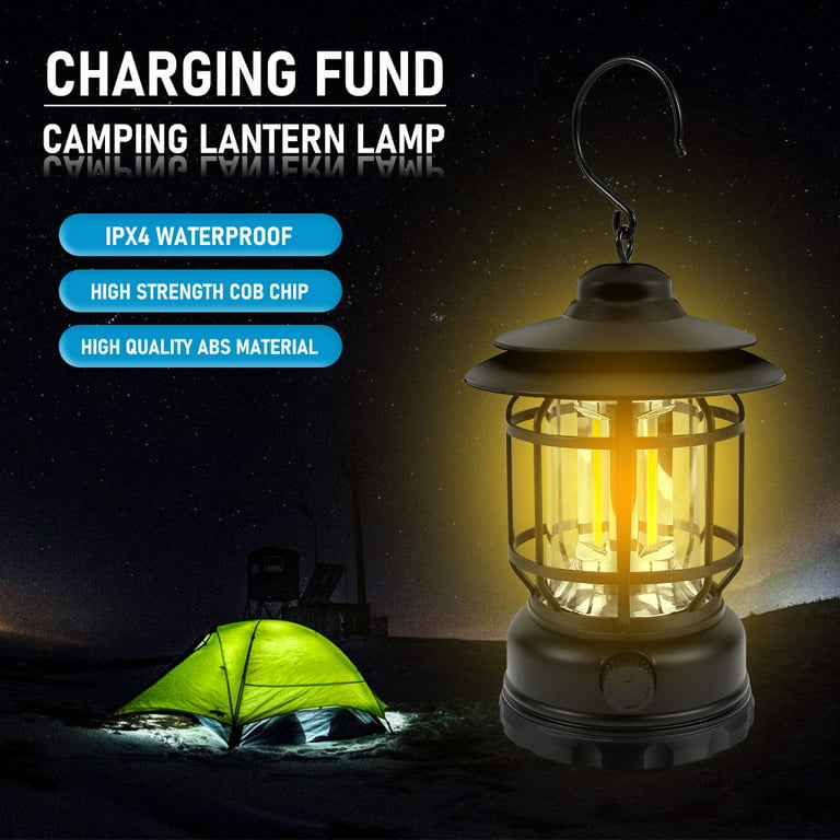 Portable Retro Solar Lanterns USB Rechargeable COB Lamp Outdoor