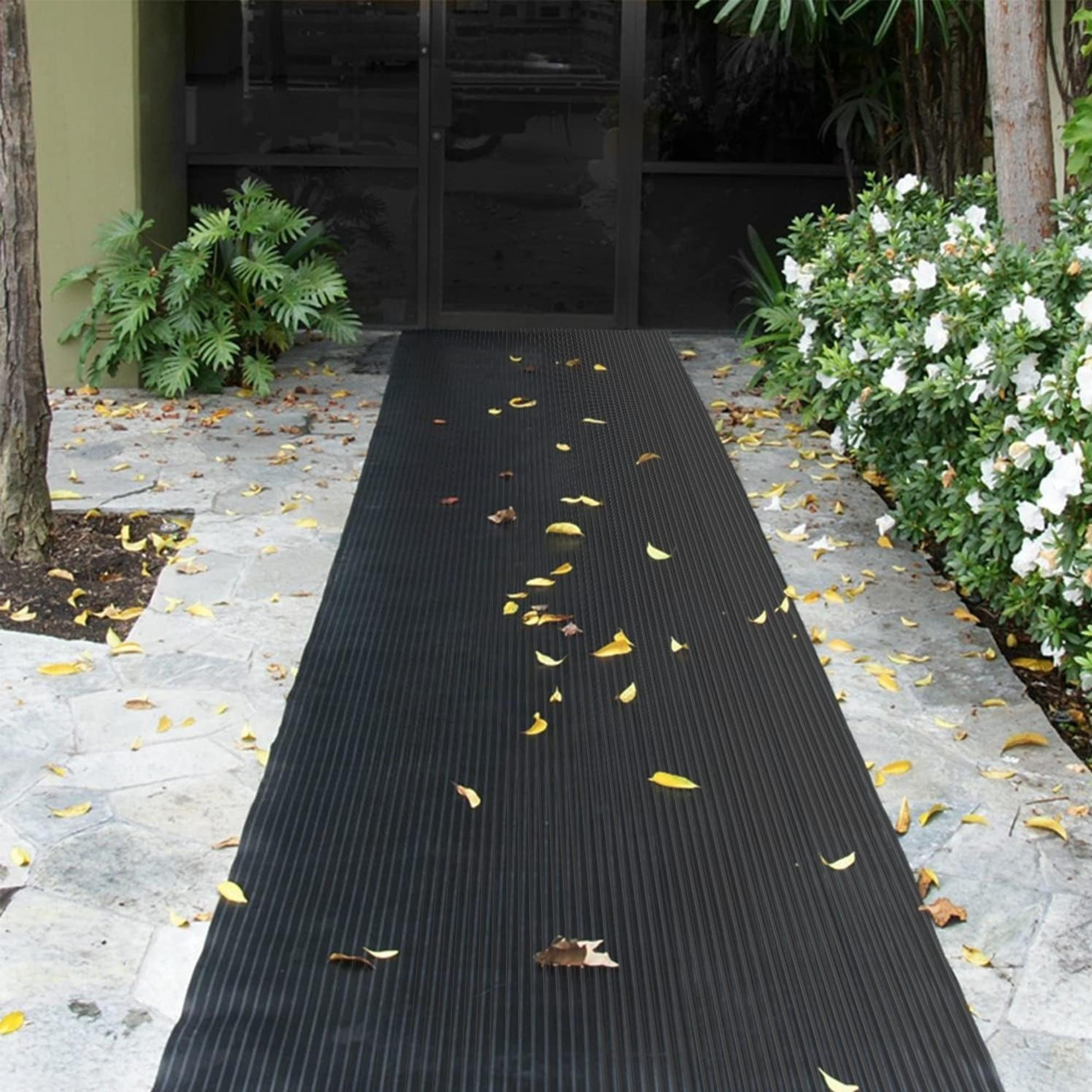 Qunbio Corrugated Rubber Floor Mat, 3.3ft x 9.8ft Fine Rib Heavy Duty Garage Floor Mat for Home, Entryway, Lab, Indoor Outdoor Floor Protection