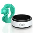 thumbnail image 6 of Rinfit Silicone Rings for Women & Men - Couple Sets Rubber Wedding Bands - Black & White, Diamond Round Turquoise, 6 of 9