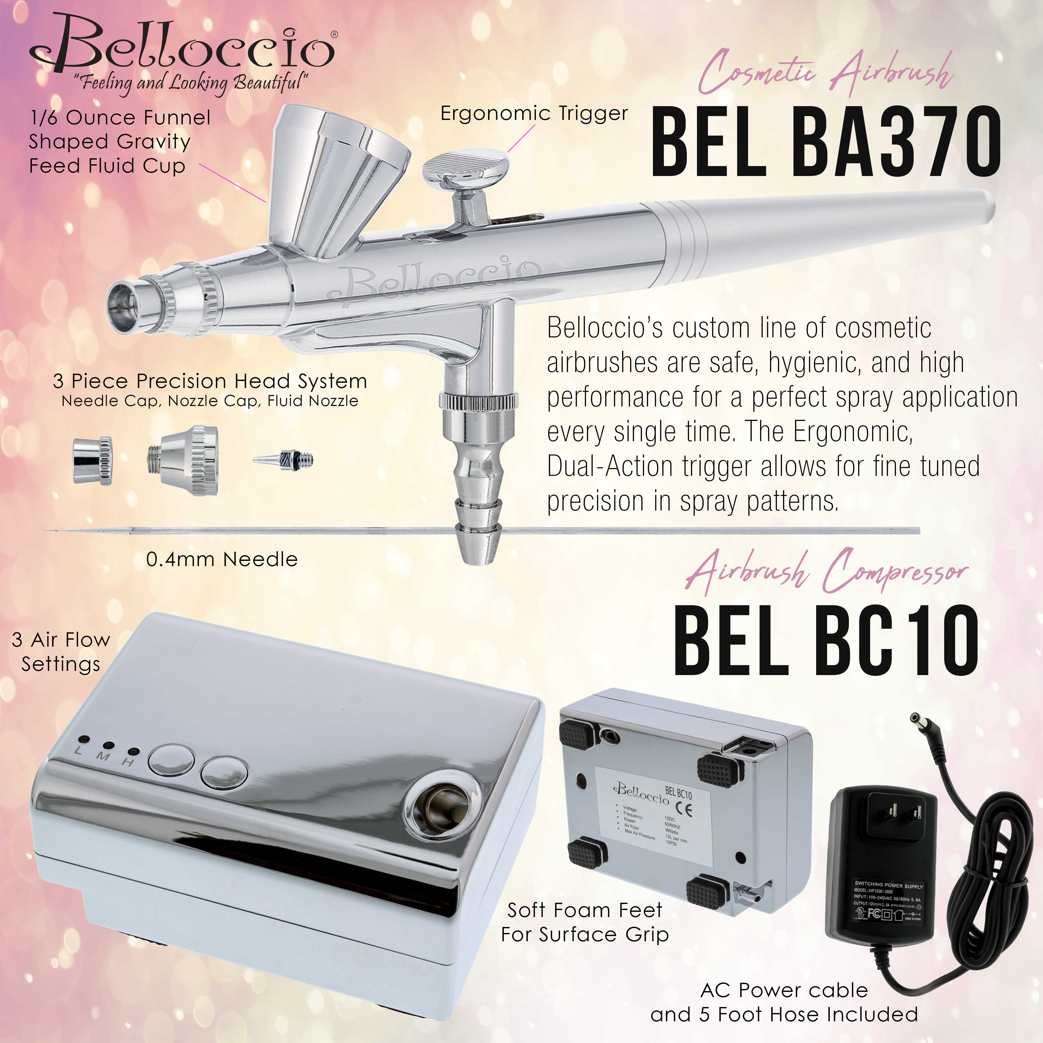 Belloccio Professional AIRBRUSH COSMETIC MAKEUP SYSTEM 17 Foundation Shades Kit