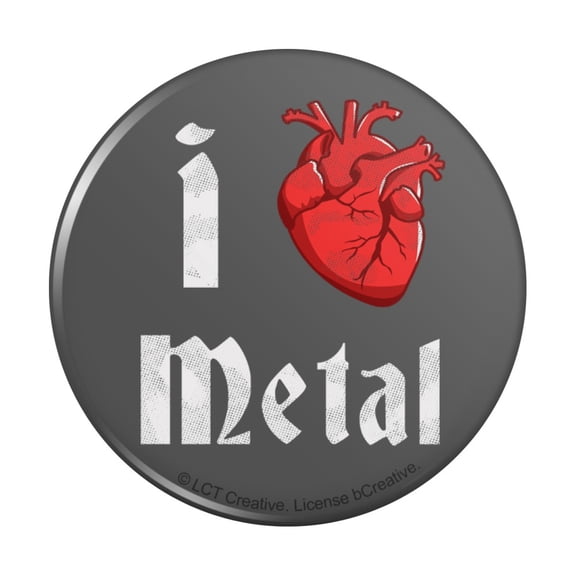 I Heart Metal Love Funny Humor Pinback Button Pin
