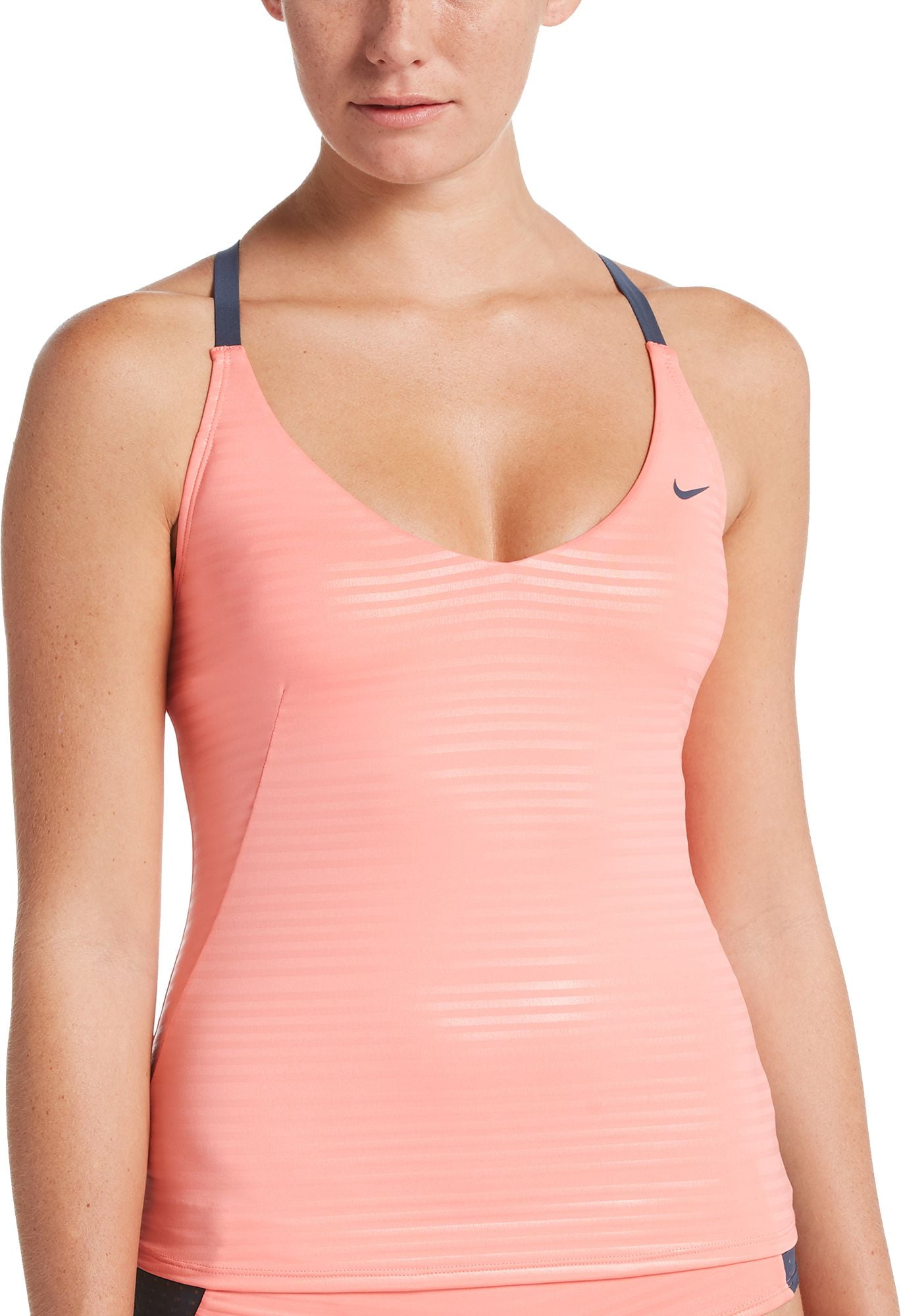 Nike Nike Womens 61 Shine Stripe Crossback Tankini Top 0963