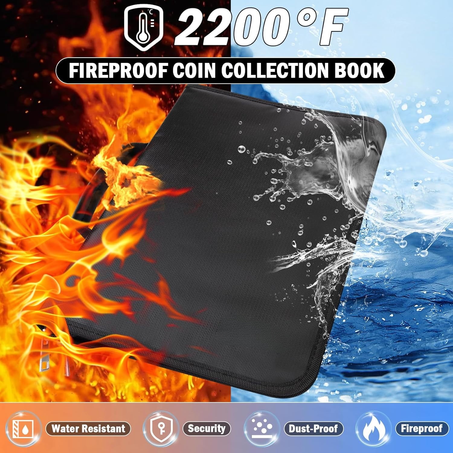 360 Pockets Coin Currency Collection Book Holder for Collectors, PU Coin Currency Collecting Album with Zipper and Handle, 360 Coins Pockets, 36 Sleeves Paper Money Banknote Binder