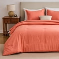 thumbnail image 2 of Sleep Zone 85gsm Cationic Microfiber Comforter Set, Luxury Ultra Soft All Season Bedding, Queen Coral, 2 of 11