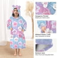 thumbnail image 3 of Wearable Blanket Hoodie for Peach Blossoms Flannel Hooded Blanket with Pockets and Sleeves Suitable, 3 of 7