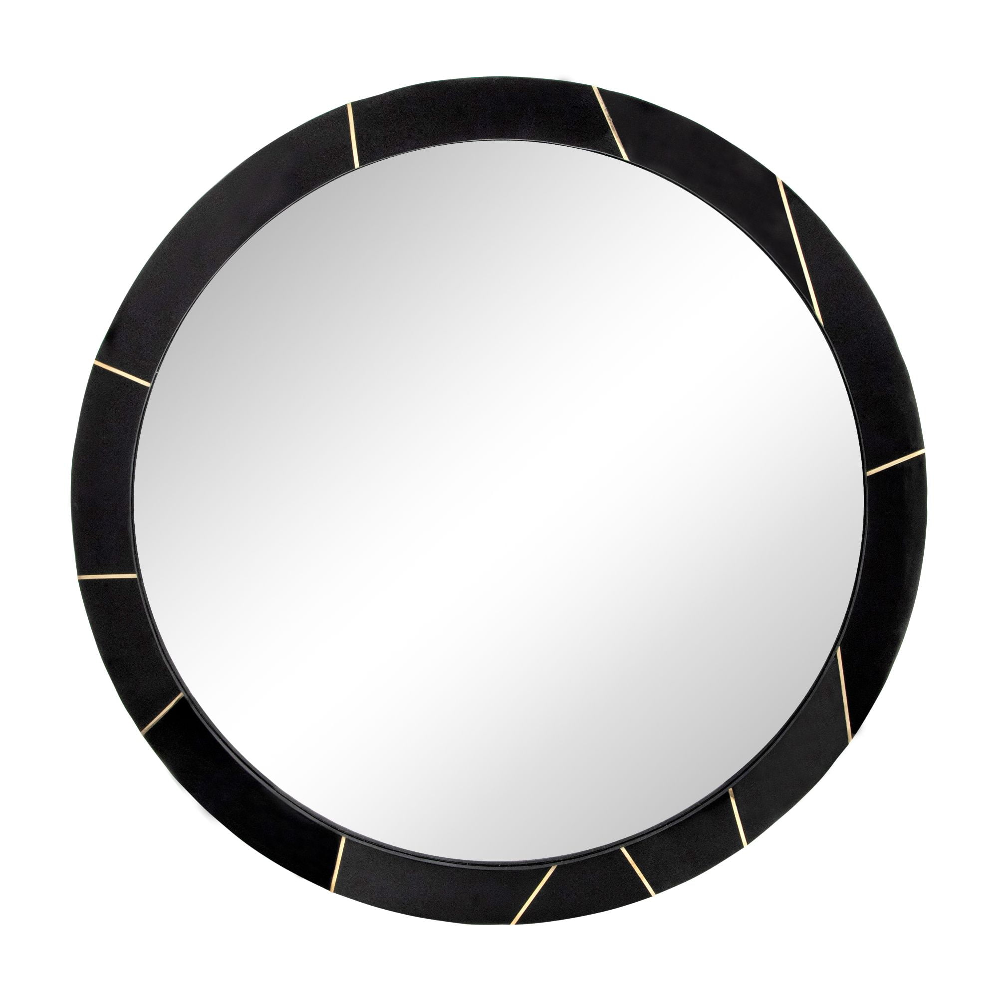Kingston Living 29" Black and Gold Framed Round Wall Mirror