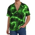 thumbnail image 3 of KLL Green Lightning Print Men's Shirt Short Sleeve Button Down Summer Cuba Beach Shirts- Small, 3 of 7