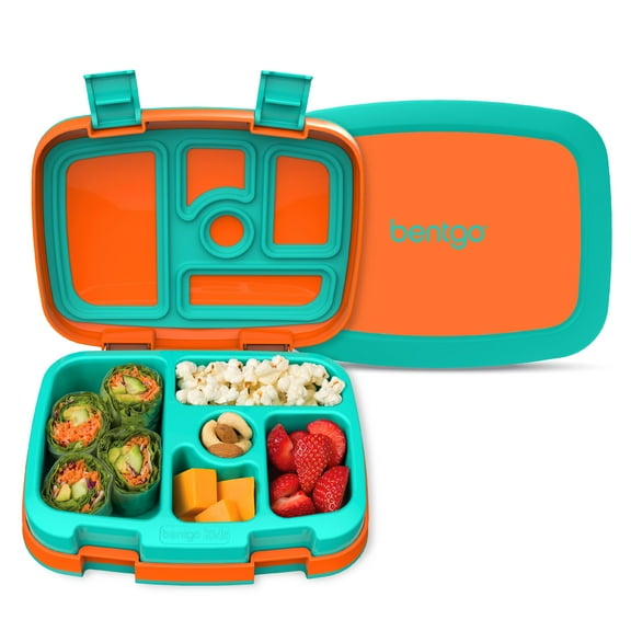 Bentgo Kids Bento-Style 5-Compartment Leak-Proof Lunch Box - Ideal Portion Sizes for Ages 3 to 7 - Durable, Drop-Proof, Dishwasher Safe, BPA-Free, & Made with Food-Safe Materials (Orange)