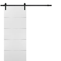 Barn Sliding White Door 36x80 with Black Hardware