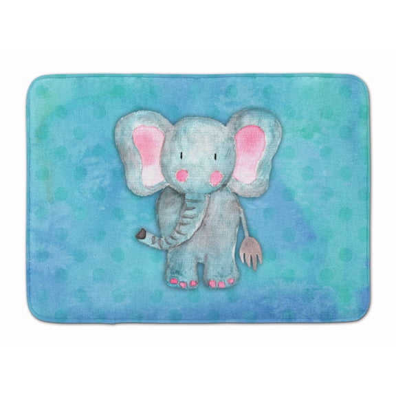 Blue Elepant Watercolor Machine Washable Memory Foam Mat