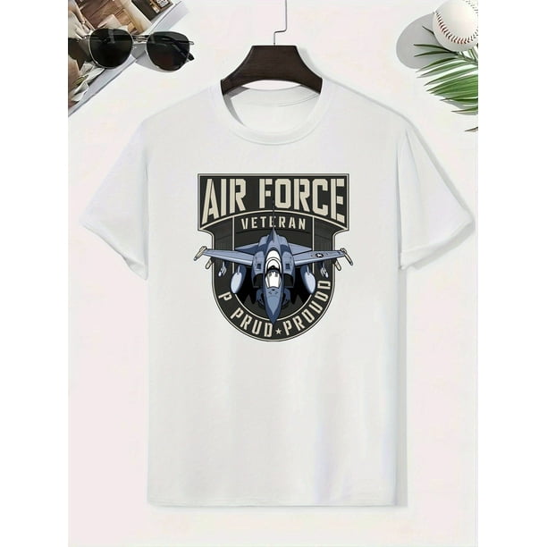 AIR FORCE Boys' Cotton T-Shirt - Military Graphic Print with Fighter Jet & Veteran Tribute Design, Lightweight Breathable Short Sleeve Top for Summer, Casual Comfort Fit Youngsters' Clothing