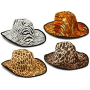 4 Pack Safari Party Felt Cowgirl Cowboy Hats for Women Men Adults, Jungle Halloween Costume Accessories, One Size
