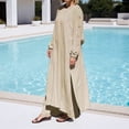 thumbnail image 2 of Women'S 2-Piece Modest Maxi Set: Oversized Tunic & Wide-Leg Pants With Hidden Adjustable Belt & Gold Buttons - Casual Daily Wear, 2 of 4