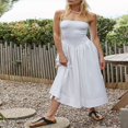 thumbnail image 3 of Women Midi Dress Summer Strapless Patchwork Solid Color Dress, 3 of 5