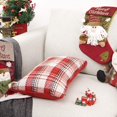 thumbnail image 3 of ZECATL Housse de Coussin Décorative en Coton Lin à Carreaux Rayé pour Canapé Intérieur Rouge 12x20 Pouces 30x50cm, 3 of 5