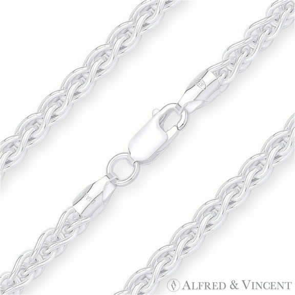 5mm Classic Wheat Link Italian Spiga Chain Bracelet in .925 Sterling Silver