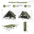 thumbnail image 3 of 2 Person Camping Cot Tent with Wheeled Carry Bag, Foldable Elevated Camping Bed Tent, 3 of 9