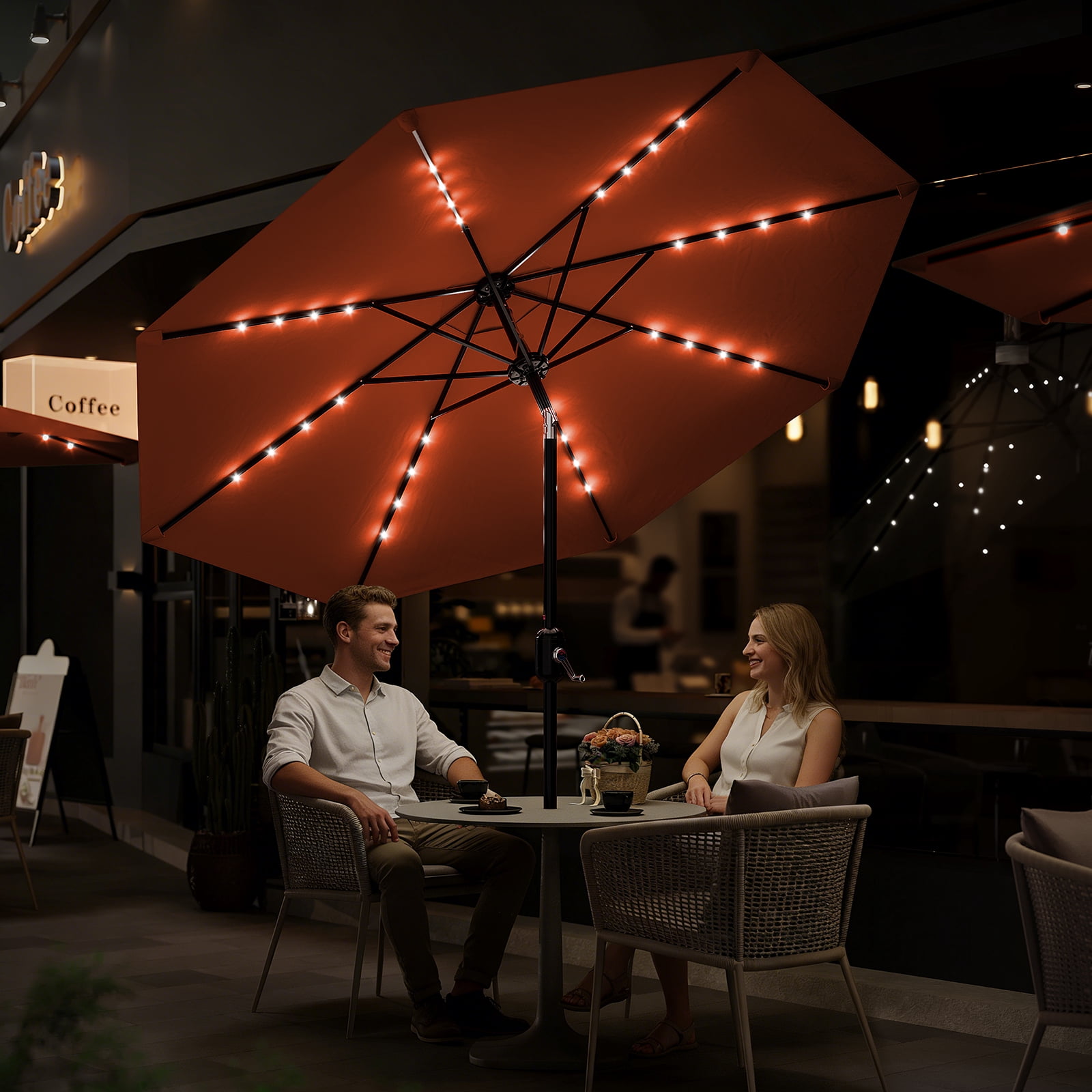 GOGRANT 98.4 in Multicolor Rectangle Market Patio Umbrellas, Fade Resistant