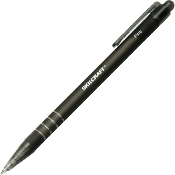 SKILCRAFT Ballpoint Pen, Rubberized, Nonrefillable, Fine Pt, BK (NSN4220315)