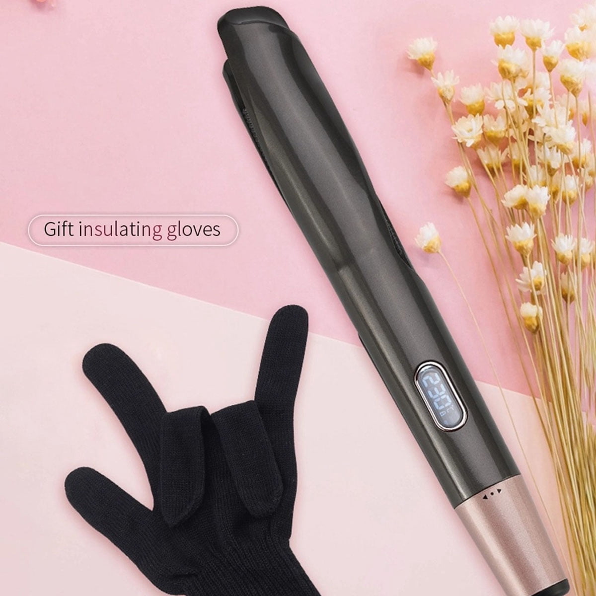 Auto Curling & Straightening Iron 2-in-1, Spiral Hair Curler with LCD Display, Tourmaline Ceramic Flat Iron Negative Ion Fast Heating for All Hair Types