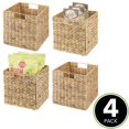 thumbnail image 2 of mDesign Woven Hyacinth Kitchen Storage Organizer Basket Bin, 4 Pack, Natural/Tan, 2 of 8