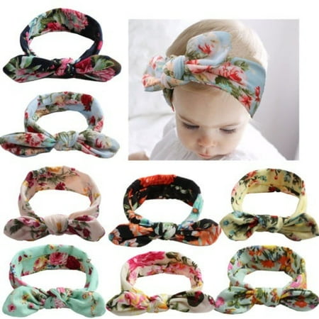 Newborn Baby Girl Printed Crossing Headband Infant Toddler Bow Hair Band (Best Beans For Baby)