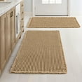 thumbnail image 1 of Juego de 2 alfombras de baño estilo gofre, estilo bohemio, antideslizantes, lavables, superabsorbentes, con base de goma ultrasuave para suelo de baño, bañera y ducha, color marrón, 45 x 76 cm, 1 of 5