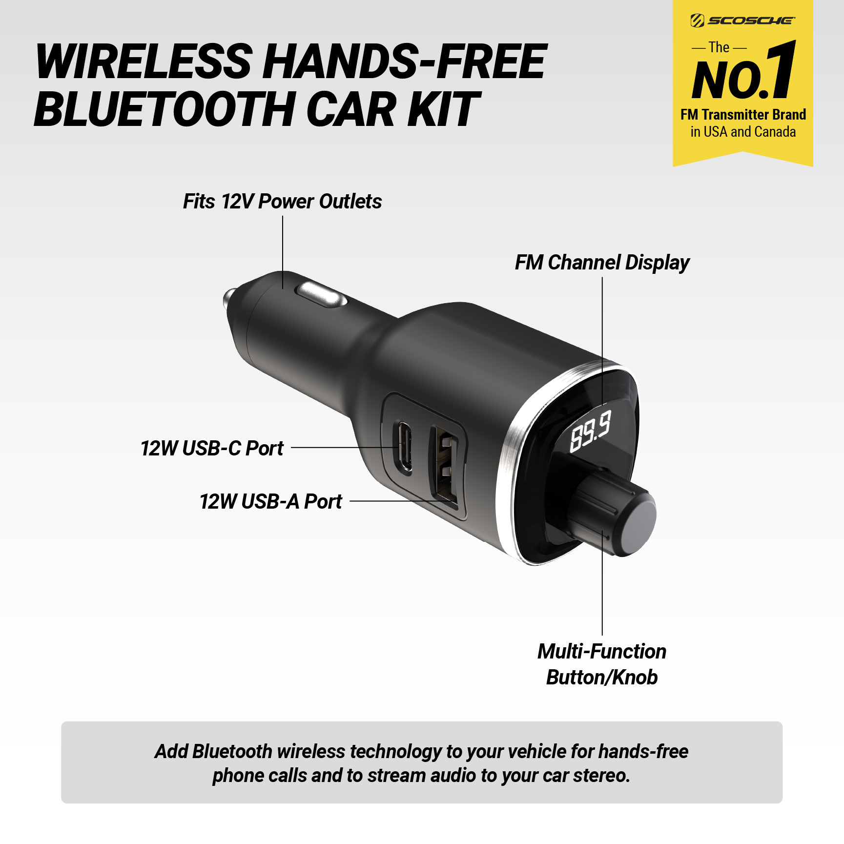 Scosche Bluetooth FM Transmitter with Dual USB Charging photo 2