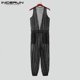thumbnail image 4 of Monos de estilo americano INCERUN 2024, nuevos monos con diseño de perspectiva a rayas para hombre, monos de fiesta de moda, gran oferta, monos con escote en V profundo S-5XL, 4 of 5