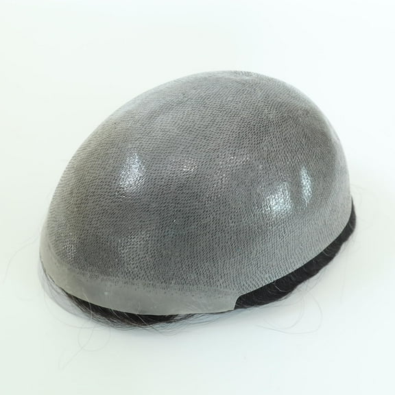 Thin Skin 0.08-0.10mm V-loop All Over Men Toupee PU Replacement Systems Breathable Handmade Natural Indian Human Hair