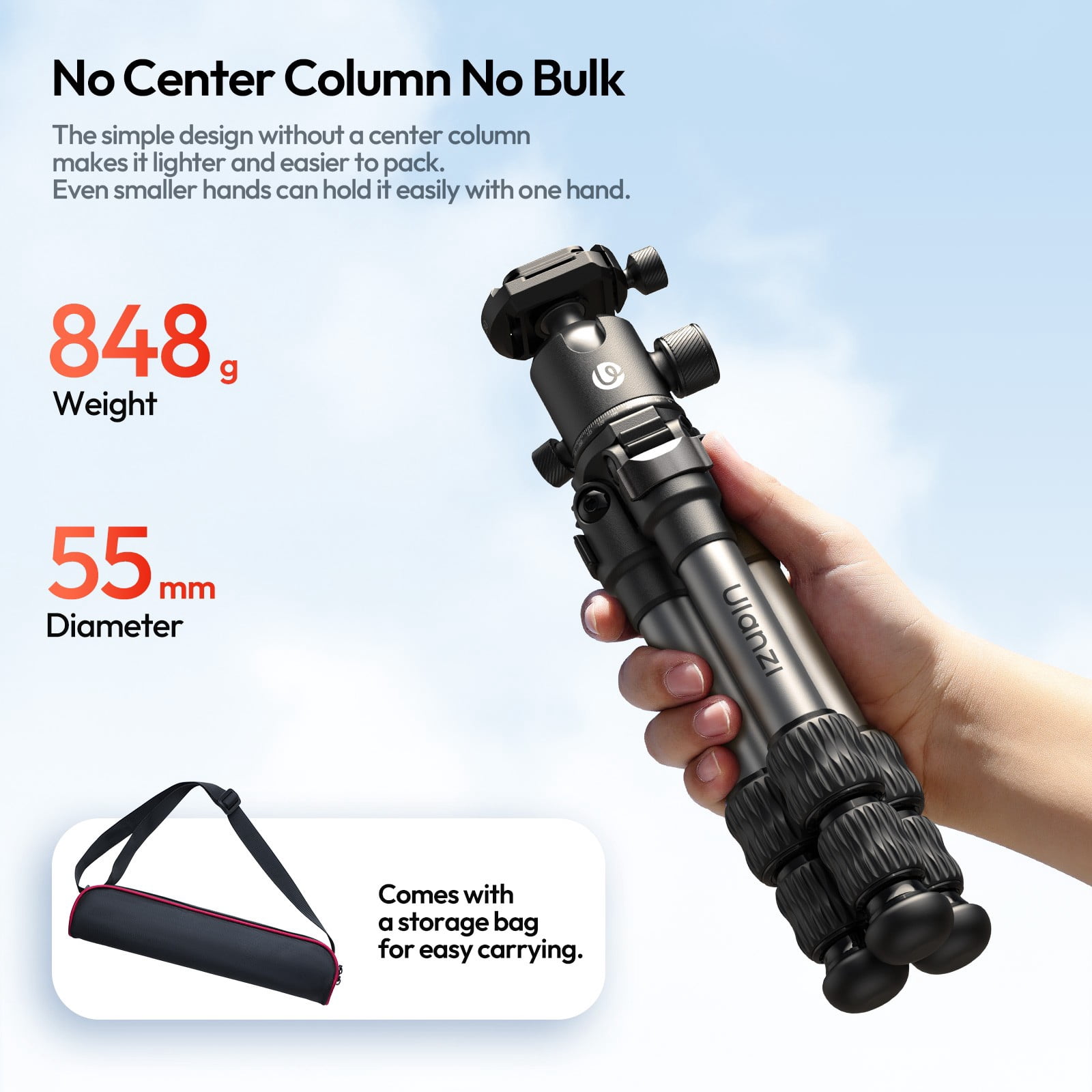Ulanzi TT30 Portable Travel Tripod, Lightweight Aluminum Compact Camera Tripod with Ball Head, 1/4" Mount for Photography & Video