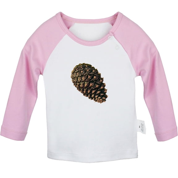 Nature Pine Cone Pattern T shirt For Baby, Newborn Babies T-shirts, Infant Tops, 0-24M Kids Graphic Tees Clothing (Long Pink Raglan T-shirt, 0-6 Months)