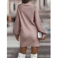thumbnail image 2 of QIYULANC Women's Casual Sweater Dress, Long Sleeve Turtleneck Midi Dress, 2 of 7