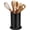 Black, variant on ABCISI Kitchen Utensil Holder, 5x6.5" Plastic Utensil Cutlery Holder for Straw, Spoon, Chopstick, Round Flatware Organizer with Drain Hole for Kitchen Restaurant Countertop, Yellow