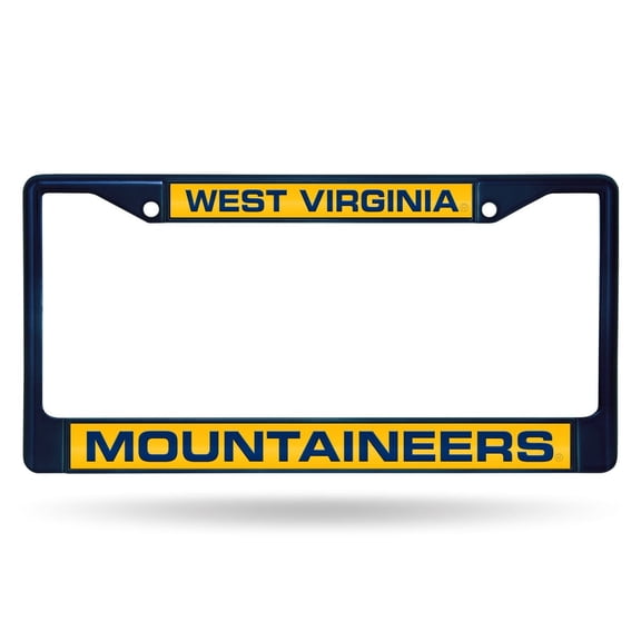 West Virginia UWV Mountaineers NCAA Navy Painted Metal Laser Cut License Plate Frame