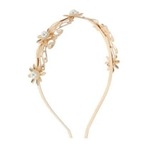 Unique Bargains 1 Pc Cute Flower Pearl Headbands for Women Gold Tone