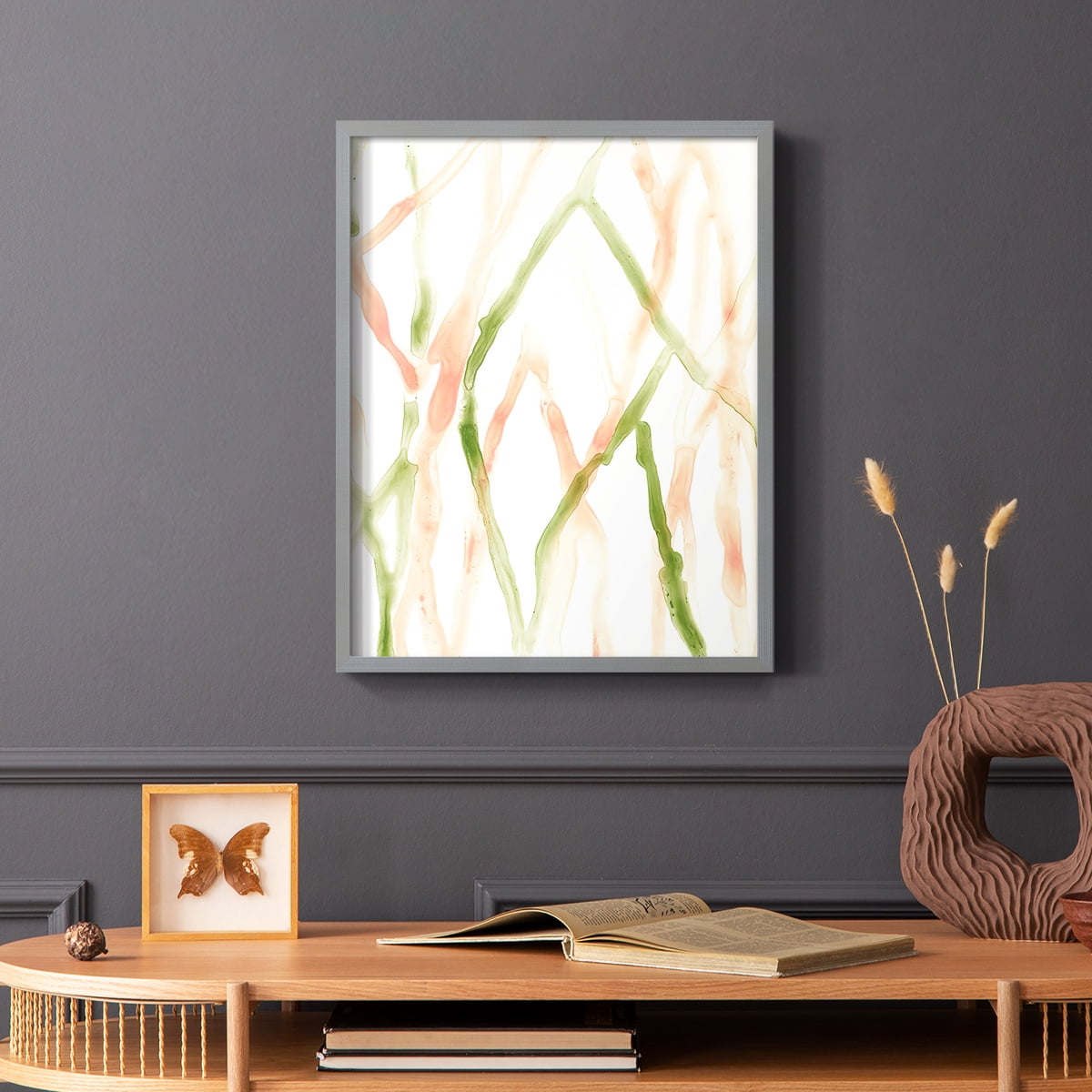 Runnel XIV Framed Print in Gray Solid Wood Framed Print No Nail Hanging