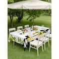 thumbnail image 4 of Outdoor Tablecloth with Umbrella Hole for Patio/Picnic/Party/Camping, Lemon Gnomes Waterproof Table Cloth Rectangle Table Cover Washable, Summer Botanical Yellow Fruit Black Lattice (60"x 120"), 4 of 8
