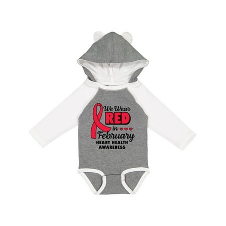 

Inktastic Heart Health Awareness We Wear Red in February Gift Baby Boy or Baby Girl Long Sleeve Bodysuit