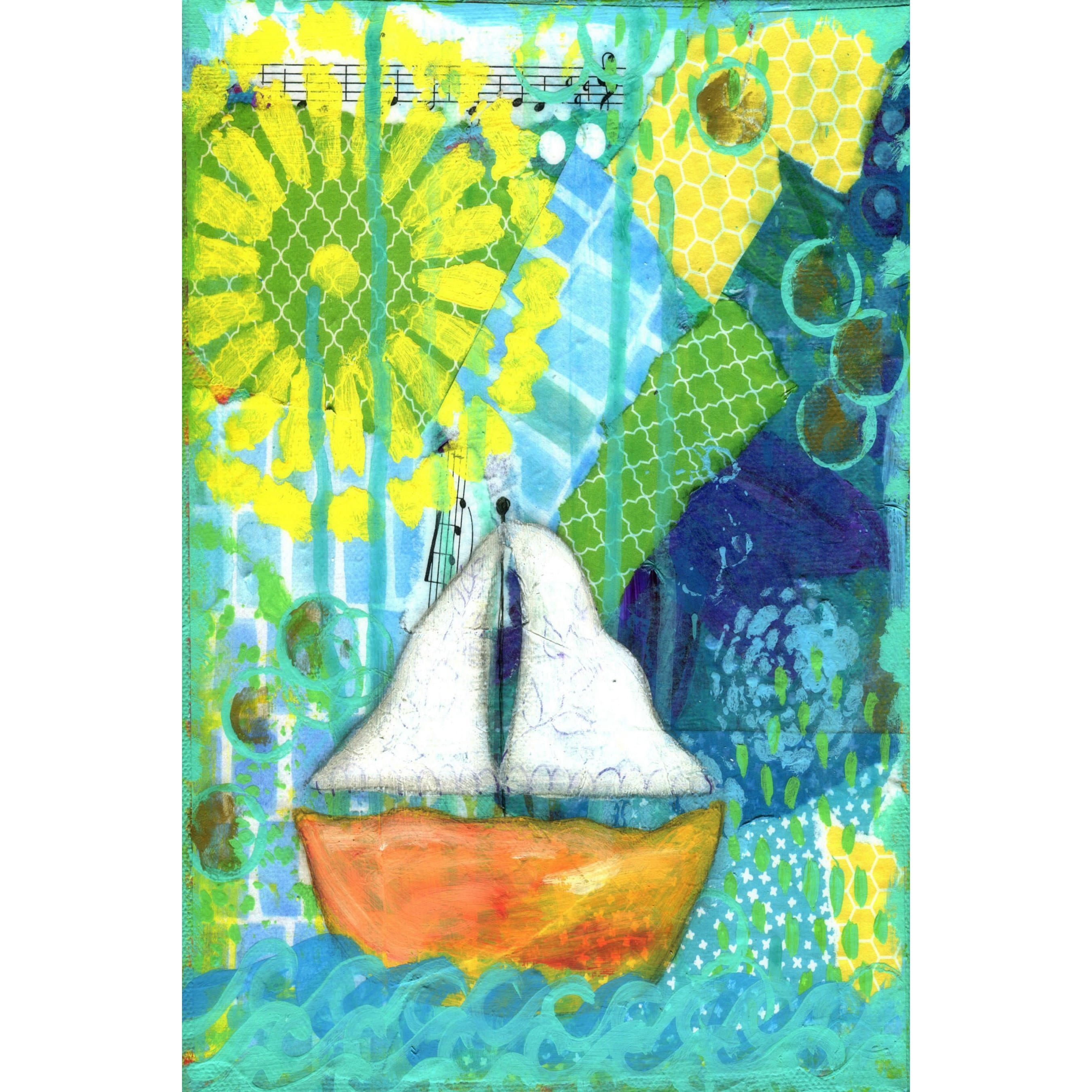 Marmont Hill "Orange Boat" by Jill Lambert Painting Print on Wrapped Canvas