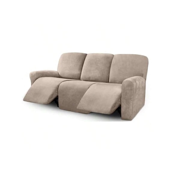 Veet 8-Pieces Recliner Sofa Covers Stretch Reclining Couch Covers for 3 Cushion Reclining Sofa Slipcovers Furniture Covers Thick Soft Washable 3 Seater Recliner Cover Taupe