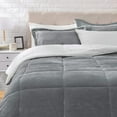 thumbnail image 1 of Intexca Ensemble de Couette en Micromink Sherpa Grand - Réversible, Doux, Chaud, Gris, 1 of 5