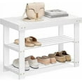 thumbnail image 1 of SONGMICS Shoe Rack Bench, 3-Tier Bamboo Shoe Storage Organizer, 11.3 x 27.6 x 17.8 Inches, White, 1 of 6