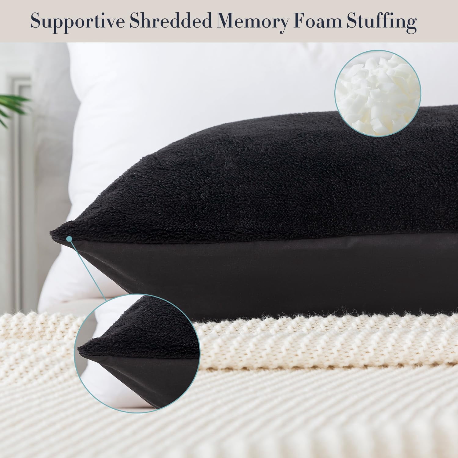 Memory Foam Body Pillow with Plush Fuzzy Cover Full-Length Support Pillow for Adults Soft Comfortable Sleeping Aid