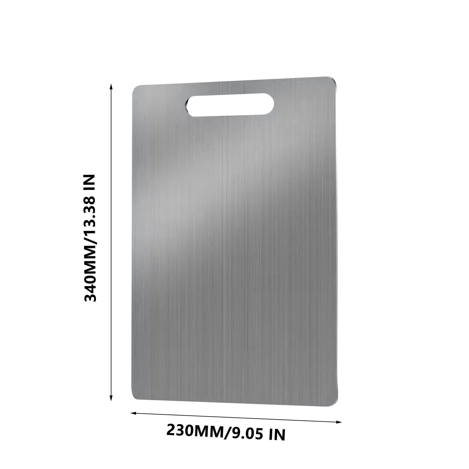 Djiypn 304 Stainless Steel Cutting Board, Double-sided Silver Cutting Board for Kitchen Dishwasher Safe Food Chopping Board for Cutting Meats Fruit & Vegetable(9.05 * 13.88 In)