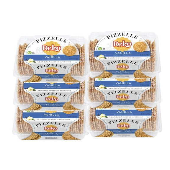 6 Pack - Reko Vanilla Pizzelle Authentic Italian Style Waffle Cookie, 7 Ounce Each