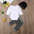 thumbnail image 3 of Aunavey Baby Boy Clothes New to The Crew Letter Print Romper+Long Pants+Hat, 3 of 5