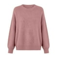 thumbnail image 4 of YueHuiYing Women's Casual Long Sleeve Sweaters Loose Crew Neck Knit Solid Winter Cozy Knitted Sweaters, 4 of 4