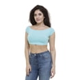 thumbnail image 3 of Women's Short Sleeved Off The Shoulder Crop Top, L, Aqua, by Ambesonne, 3 of 3